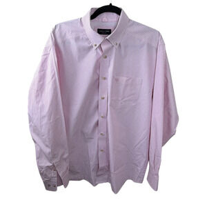 Ariat Pro Series Button Down Striped Pink Shirt Mens L Western Rodeo Dress Work